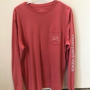 Coral Long Sleeve Vineyard Vine Shirt